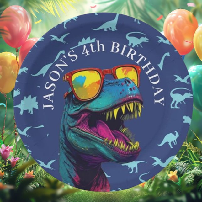 Blue dinosaur paper plates (Throw an unforgettable dinosaur-themed party with our blue love dinosaur decorations!)