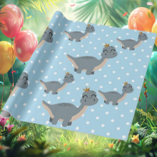 Blue Dinosaur Party Wrapping Paper