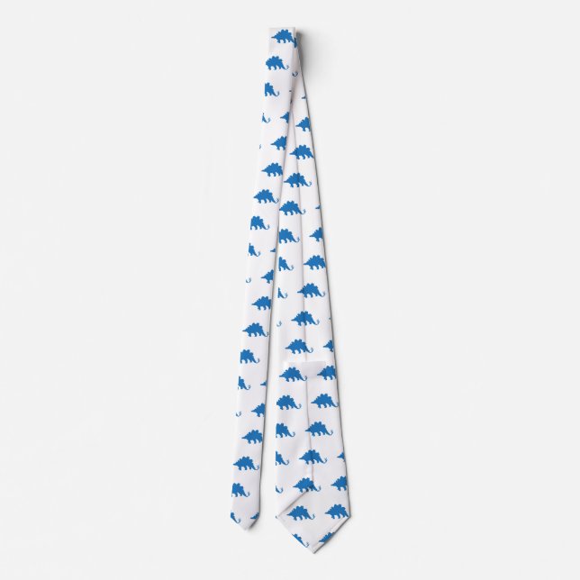 Blue Dinosaur pattern Neck Tie (Back)