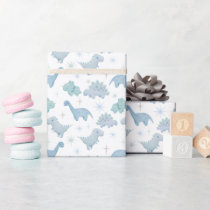 Blue Dinosaur Pattern Wrapping Paper