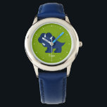 Blue Dinosaur Personalized Watch<br><div class="desc">This fun watch features a sweet vector illustration of a sweet dinosaur,  and can be personalized with your child's name,  monogram,  initial,  or any text of your choice for a perfect custom gift.</div>