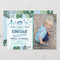 Blue Dinosaur Safari Birthday Invitation