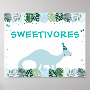 Blue Dinosaur Safari Sweetivores Birthday Sign