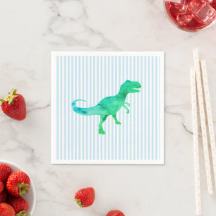 Blue Dinosaur Silhouette Trex Napkins