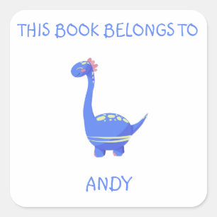 Blue Dinosaur Square Sticker
