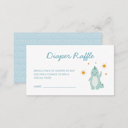 Blue Dinosaur Stars Boy Baby Diaper Raffle Enclosure Card
