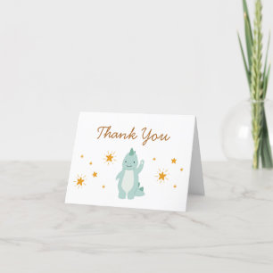 Blue Dinosaur Stars Boy Baby Shower  Letterpress Thank You Card