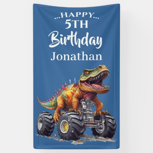 Blue Dinosaur T_Rex Monster Truck theme Banner