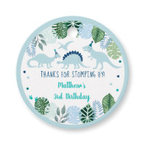 Blue Dinosaur Thanks For Stomping By Birthday Favor Tags