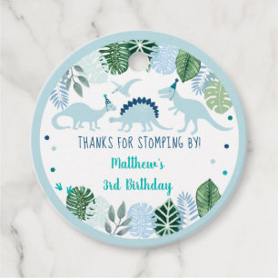 Blue Dinosaur Thanks For Stomping By Birthday Favor Tags