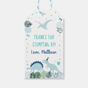 Blue Dinosaur Thanks For Stomping By Birthday Gift Tags