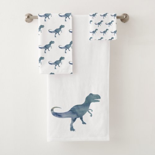 Blue Dinosaur Trex Bath Towel Set