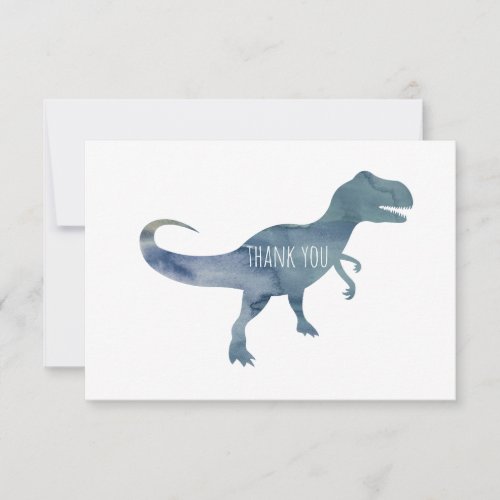 Blue Dinosaur Trex Flat Thank You Card