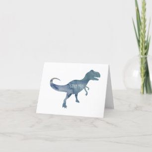 Blue Dinosaur Trex Flat Thank You Card