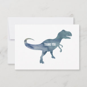 Blue Dinosaur Trex Flat Thank You Card