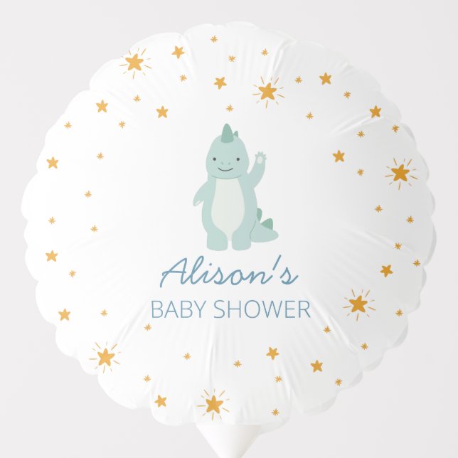 Blue Dinosaur Twinkle Star Baby Shower Boy Party  Balloon (Front)