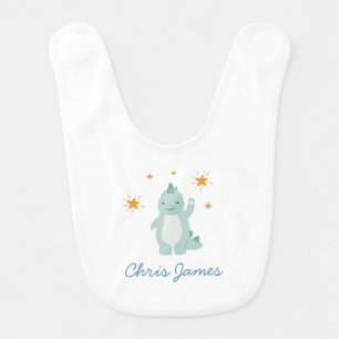 Blue Dinosaur Twinkle Star Boy Baby Bib
