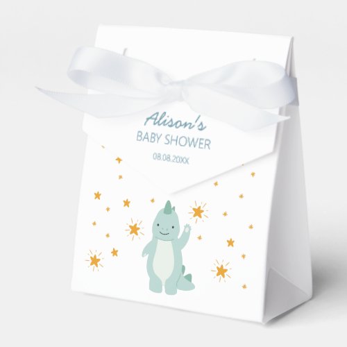 Blue Dinosaur Twinkle Stars Baby Boy Shower Favor Boxes