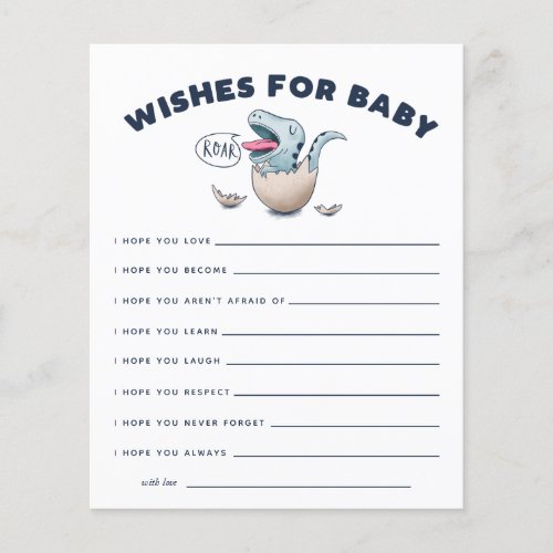 Blue Dinosaur Wishes for Baby Card