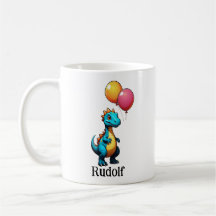 Blue dinosaur with balloons