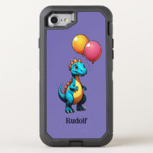 Blue dinosaur with balloons