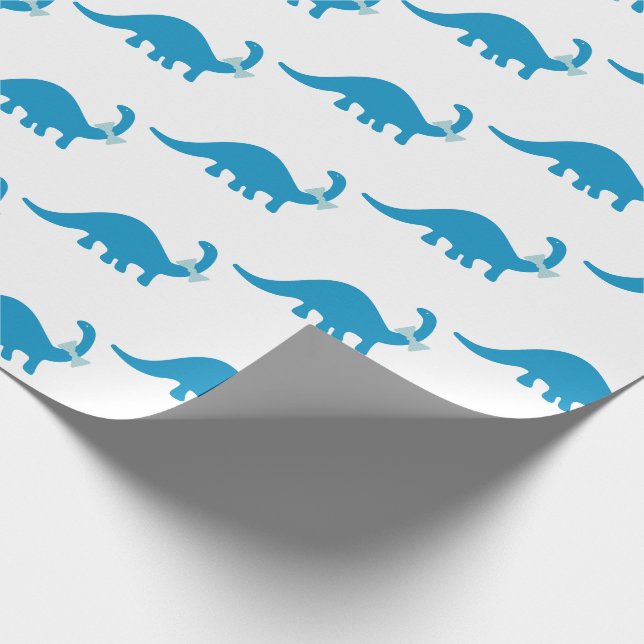 Blue Dinosaur Wrapping Paper (Corner)