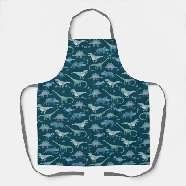 Blue Dinosaurs Apron (Front)