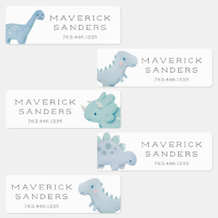 Blue Dinosaurs Kids Labels