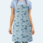 Blue Dinosaurs Pattern Apron<br><div class="desc">Lots of blue dinosaurs,  Tyrannosaurus rex,  Spinosaurus,  Stegosaurus,  Diplodocus and Triceratops.
Perfect for both carnivores and herbivores.</div>