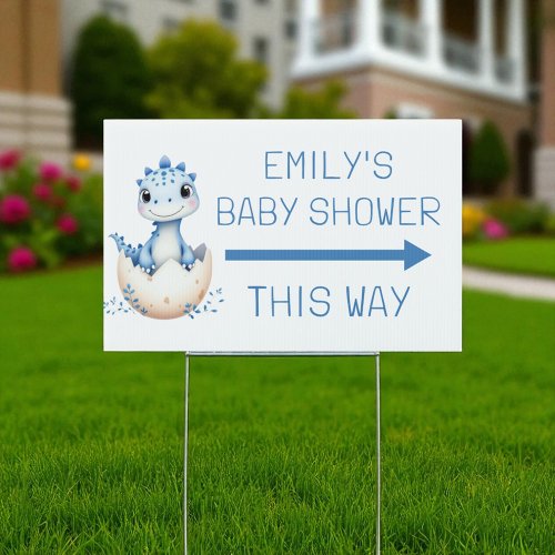 Blue Directional Dinosaur Baby Shower Arrow Sign by Pretty Girly Designs