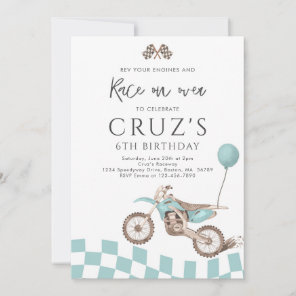 Blue Dirt Bike Boy Motocross Racing Birthday Party Invitation