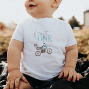 Blue Dirt Bike 'Fast One' Birthday T-shirt