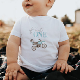 Blue Dirt Bike 'Fast One' Birthday T-shirt