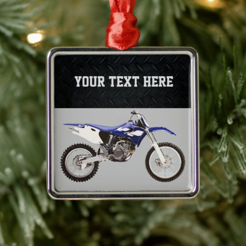 Blue Dirt Bike Sports Boy Christmas Boy  Metal Ornament