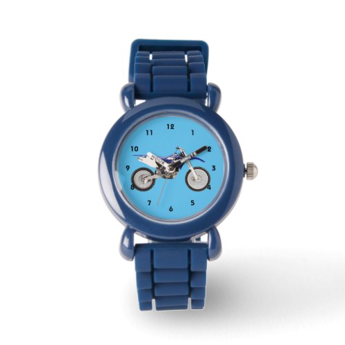 Blue Dirtbike Sports Kids Boy Motorbike Watch