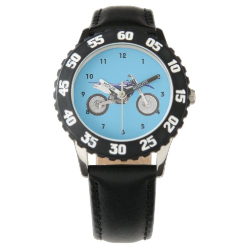 Blue Dirtbike Sports Kids Boy Motorbike Watch