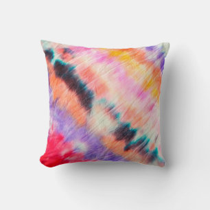 Blue Dirty Art Painting. Tie Dye Texture. Purple B Throw Pillow
