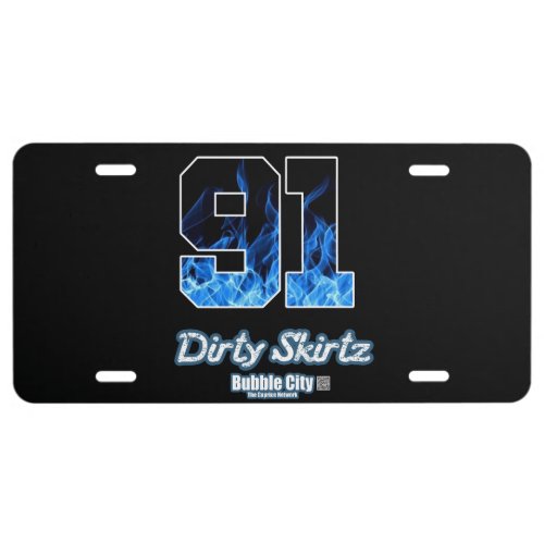Blue Dirty Skirtz Caprice Flames License Plate