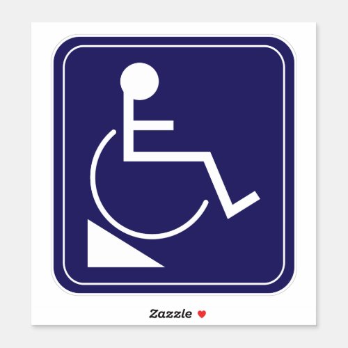 Blue Disabled Downward Wheelchair Ramp Sticker