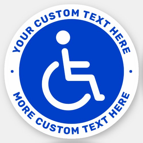 Blue disabled symbol and custom text vinyl sticker