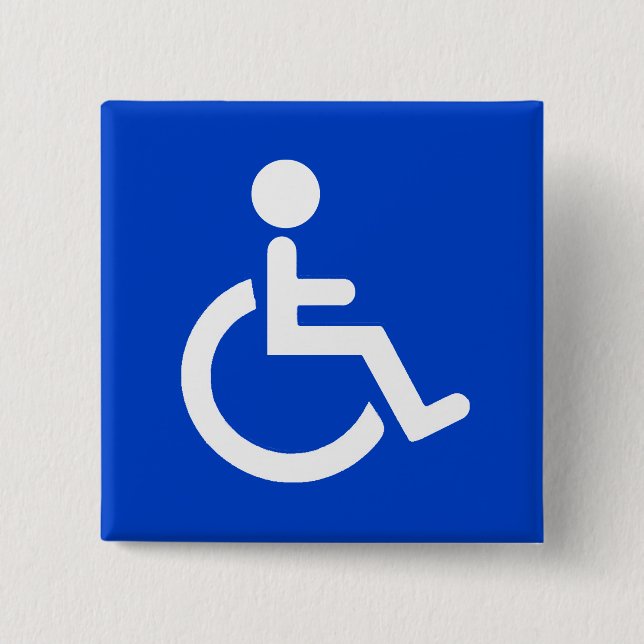 Blue disabled symbol button (Front)