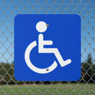Blue disabled symbol metal sign
