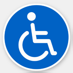Blue disabled symbol, round stickers