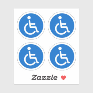 Blue disabled symbol, round stickers, set of four sticker
