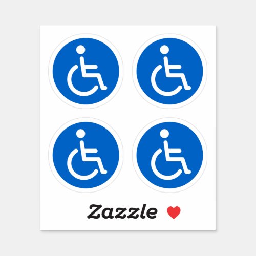 Blue disabled symbol round stickers set of four sticker