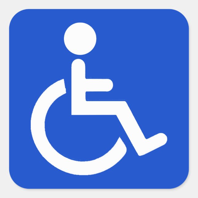 Blue disabled symbol square sticker (Front)