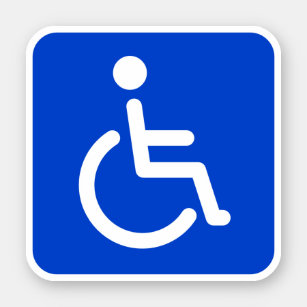 Blue disabled symbol, square with rounded corners sticker