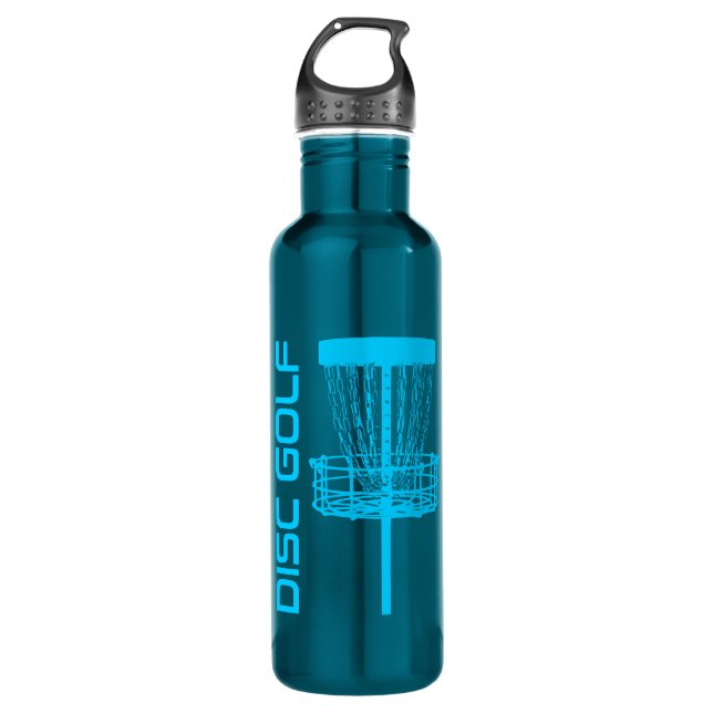 Blue Disc Golf Basket Water Bottle (Front)