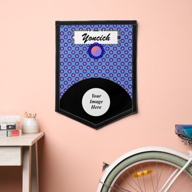 Blue Disc Ribbon (v) by Kenneth Yoncich Pennant (Insitu 2)