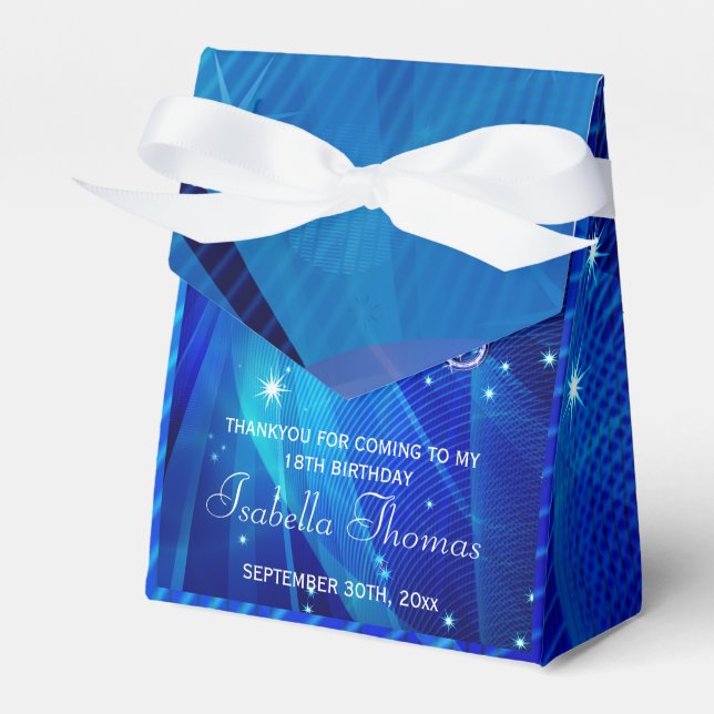 Blue Disco Ball and Sparkle Heels Favor box (Front Side)